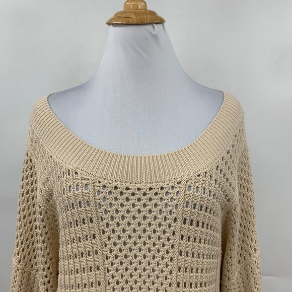 Anthropologie MOTH Sweater Women Small Sand Reese Kimono Sleeve Crochet Pullover - Picture 3 of 16